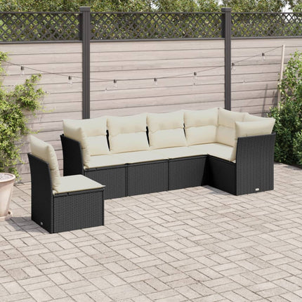 Loungegrupp med dynor 6 delar svart konstrotting