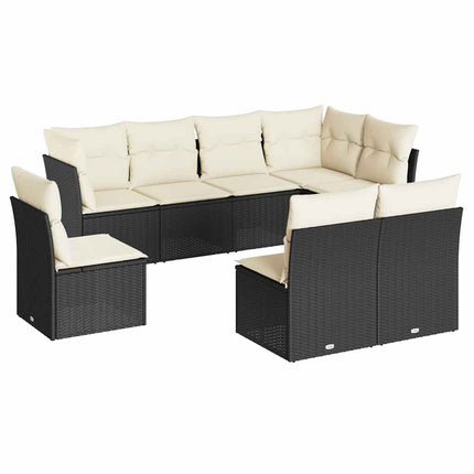 Loungegrupp för trädgården med dynor 8 delar svart konstrotting