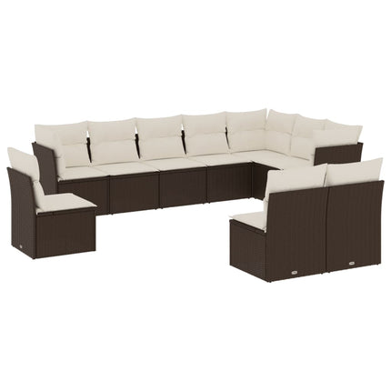Loungegrupp 10 delar med brun dynor konstrotting