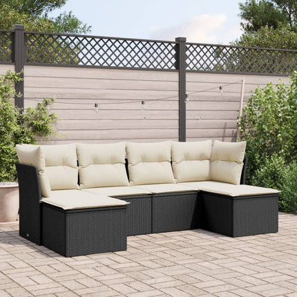 Loungegrupp med dynor 6 delar svart konstrotting