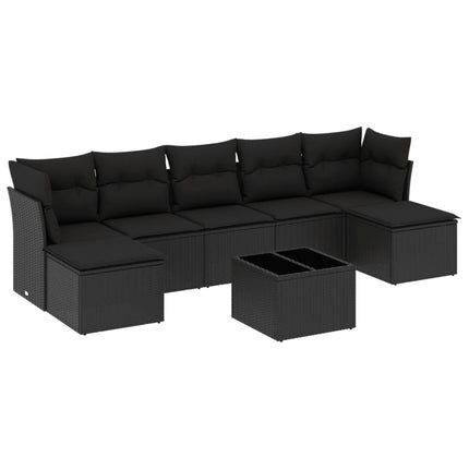 Loungegrupp för trädgården med dynor 8 delar svart konstrotting