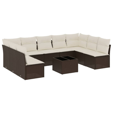 Loungegrupp 10 delar med brun dynor konstrotting