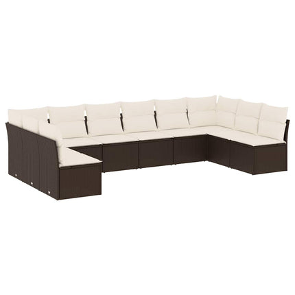 Loungegrupp 10 delar med brun dynor konstrotting
