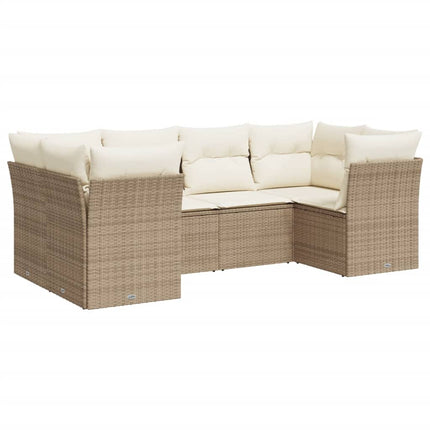 Soffgrupp för trädgården med dynor 6 delar beige konstrotting