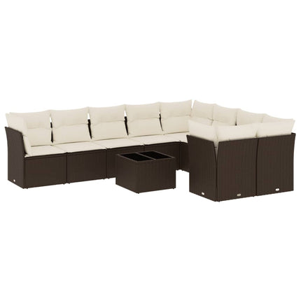 Loungegrupp 10 delar med brun dynor konstrotting