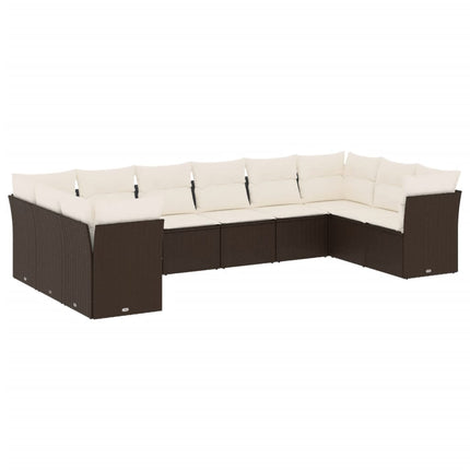 Loungegrupp 10 delar med brun dynor konstrotting
