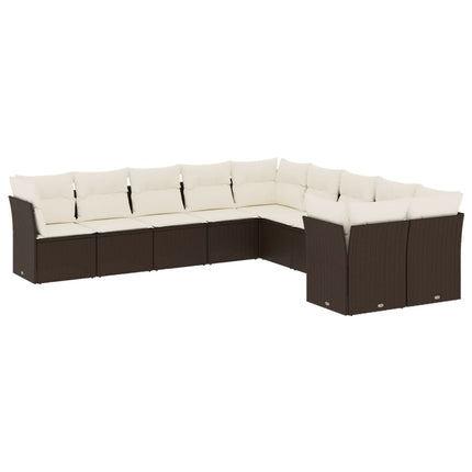 Loungegrupp 10 delar med brun dynor konstrotting