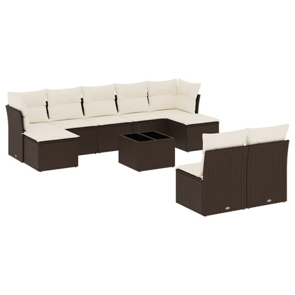 Loungegrupp 10 delar med brun dynor konstrotting
