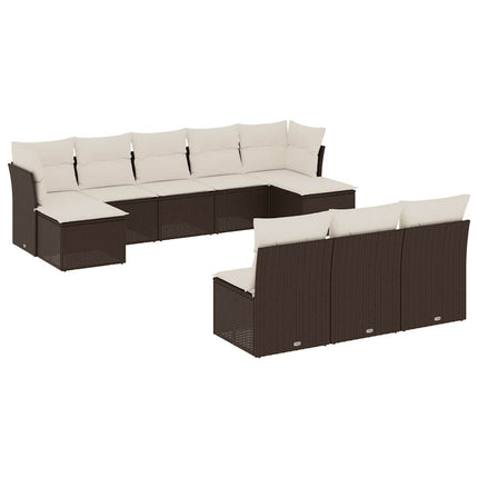 Loungegrupp 10 delar med brun dynor konstrotting