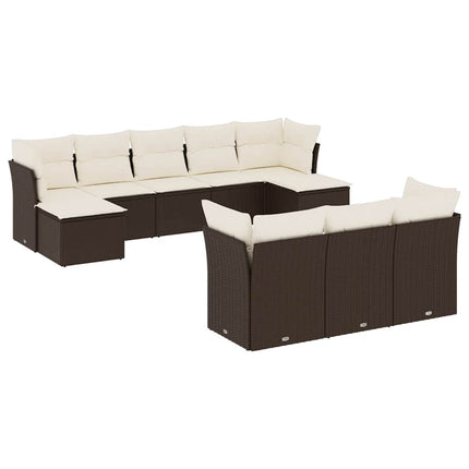 Loungegrupp 10 delar med brun dynor konstrotting