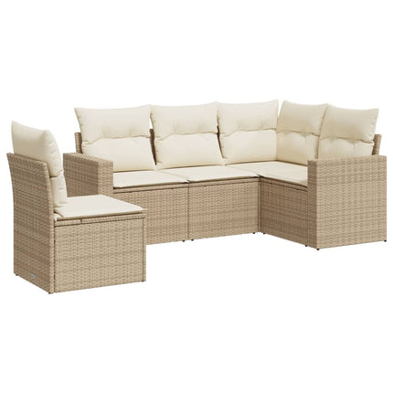 Soffgrupp för trädgården med dynor 5 delar beige konstrotting