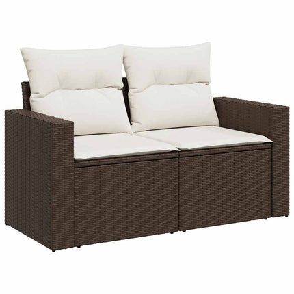 Loungegrupp för trädgården med dynor 9 delar konstrotting brun