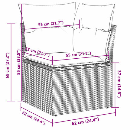 Loungegrupp för trädgården med dynor 9 delar konstrotting brun
