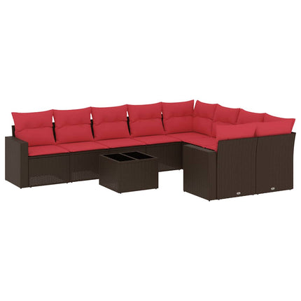 Loungegrupp 10 delar med brun dynor konstrotting