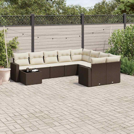 Loungegrupp 10 delar med brun dynor konstrotting