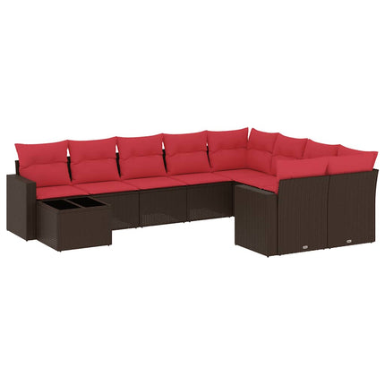 Loungegrupp 10 delar med brun dynor konstrotting