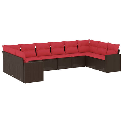 Loungegrupp 10 delar med brun dynor konstrotting