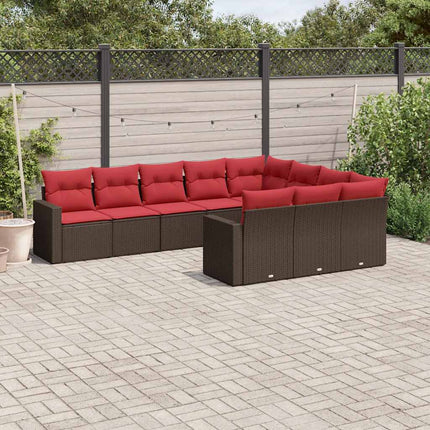 Loungegrupp 10 delar med brun dynor konstrotting