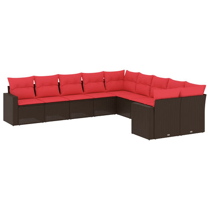Loungegrupp 10 delar med brun dynor konstrotting