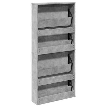 Skoskåp med 4 skåp betonggrå 63x17x134 cm