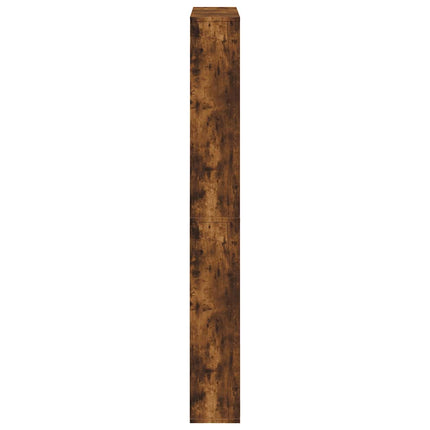 Skoskåp med spegel 4 skåp rökfärgad ek 63x17x134 cm