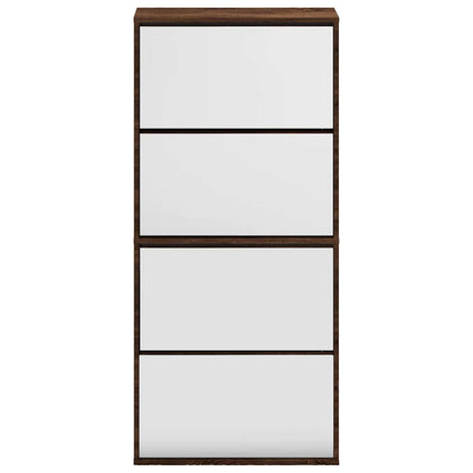 Skoskåp med spegel 4 skåp brun ek 63x17x134 cm