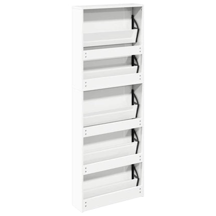 Skoskåp med 5 skåp högglans vit 63x17x169,5 cm