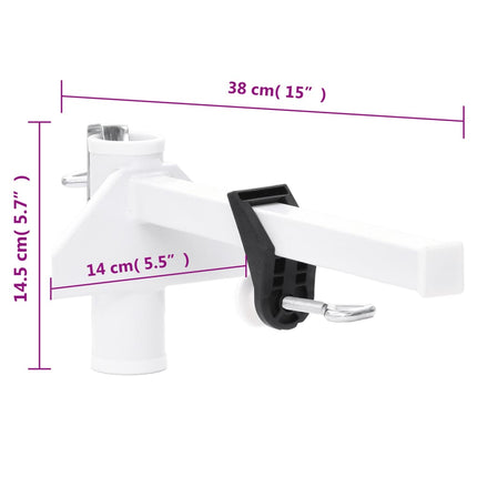 Parasollfäste för balkong vit 38 mm stål