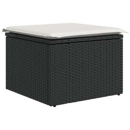 Loungegrupp 10 delar med svarta dynor konstrotting