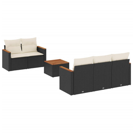 Loungegrupp med dynor 6 delar svart konstrotting