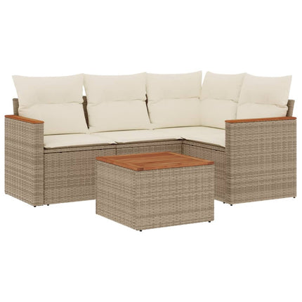 Soffgrupp för trädgården med dynor 5 delar beige konstrotting