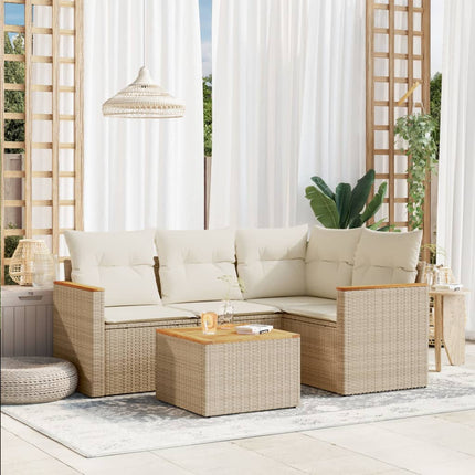 Soffgrupp för trädgården med dynor 5 delar beige konstrotting