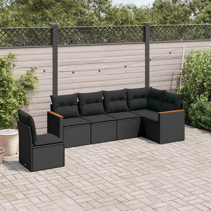 Loungegrupp med dynor 6 delar svart konstrotting