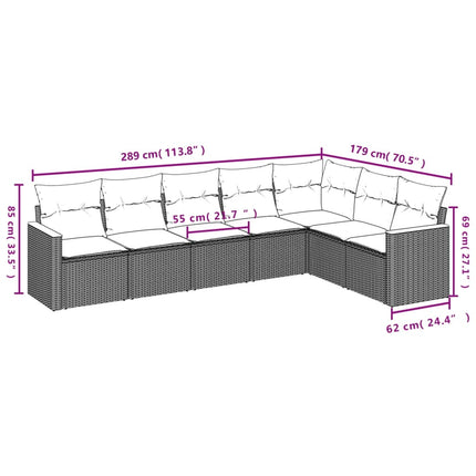 Soffgrupp för trädgården med dynor 7 delar svart konstrotting