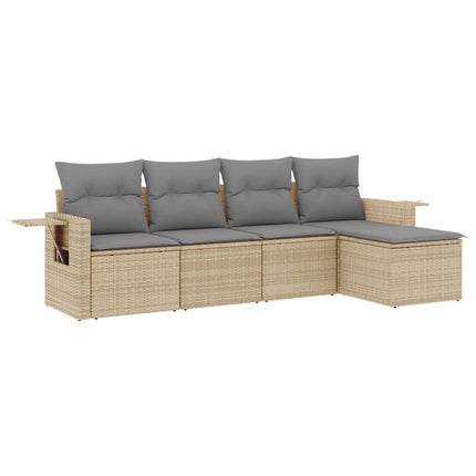 Soffgrupp för trädgården med dynor 5 delar beige konstrotting