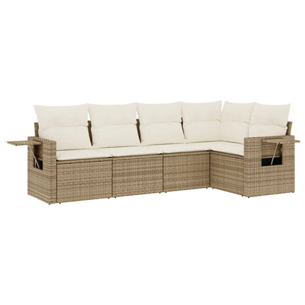 Soffgrupp för trädgården med dynor 5 delar beige konstrotting