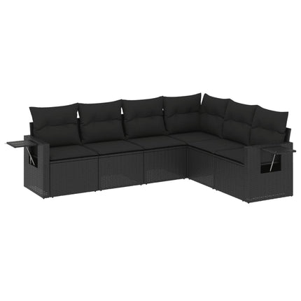 Loungegrupp med dynor 6 delar svart konstrotting