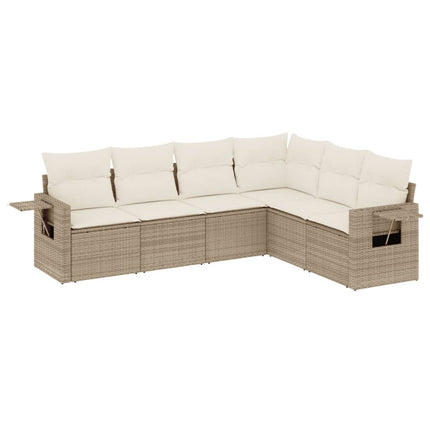Soffgrupp för trädgården med dynor 6 delar beige konstrotting