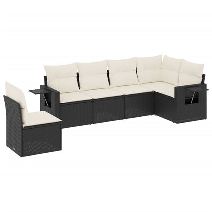 Loungegrupp med dynor 6 delar svart konstrotting