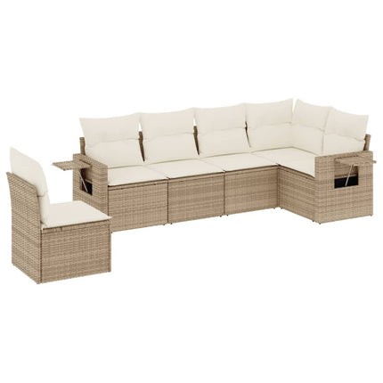 Soffgrupp för trädgården med dynor 6 delar beige konstrotting