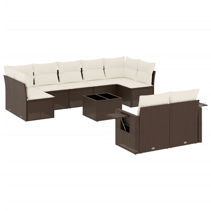 Loungegrupp 10 delar med brun dynor konstrotting