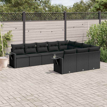 Loungegrupp 10 delar med svarta dynor konstrotting