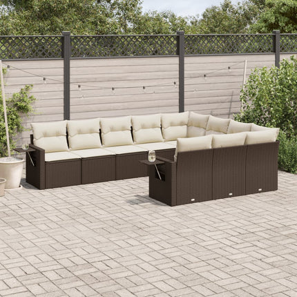 Loungegrupp 10 delar med brun dynor konstrotting