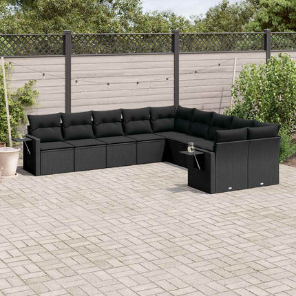 Loungegrupp 10 delar med svarta dynor konstrotting