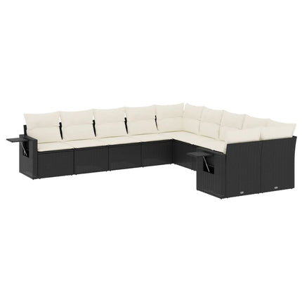 Loungegrupp 10 delar med svarta dynor konstrotting