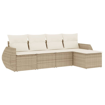 Soffgrupp för trädgården med dynor 5 delar beige konstrotting