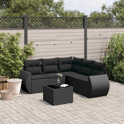 Loungegrupp med dynor 6 delar svart konstrotting
