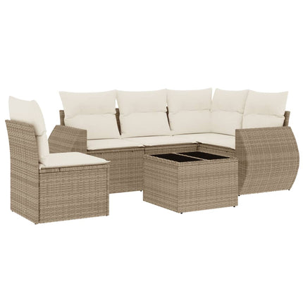 Soffgrupp för trädgården med dynor 6 delar beige konstrotting