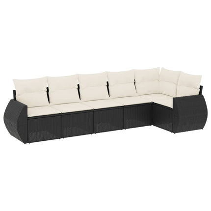 Loungegrupp med dynor 6 delar svart konstrotting