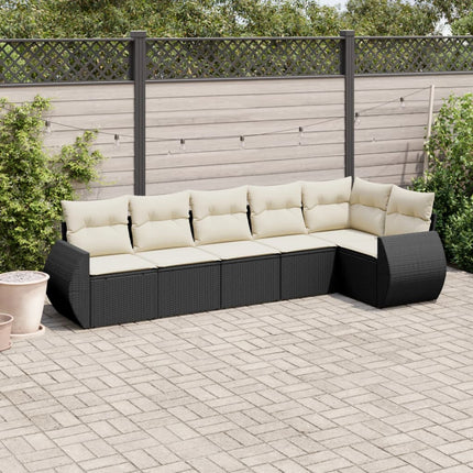Loungegrupp med dynor 6 delar svart konstrotting